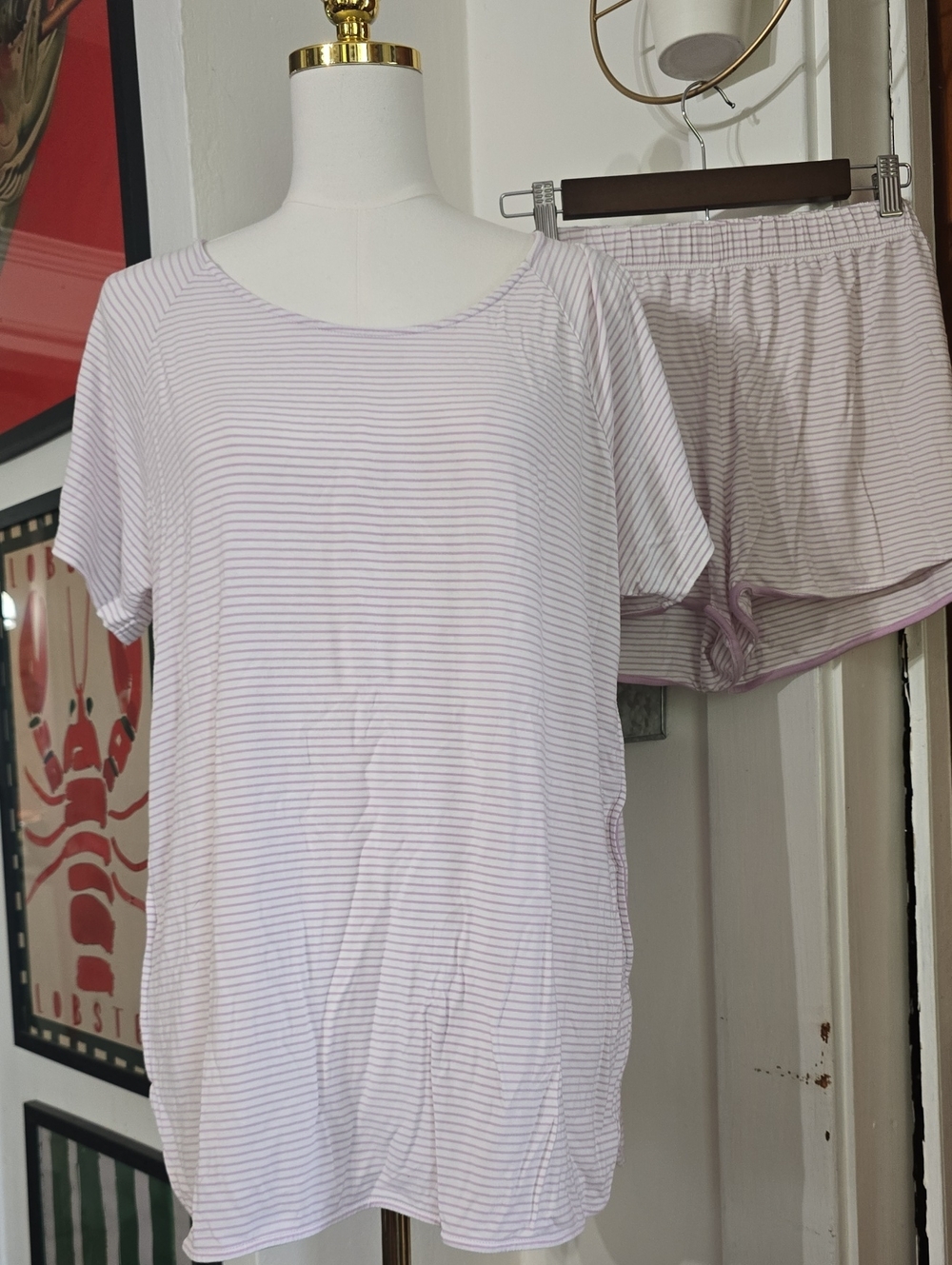 Women's Lake Xl Lavender Striped Short Sleeve Pajama Set